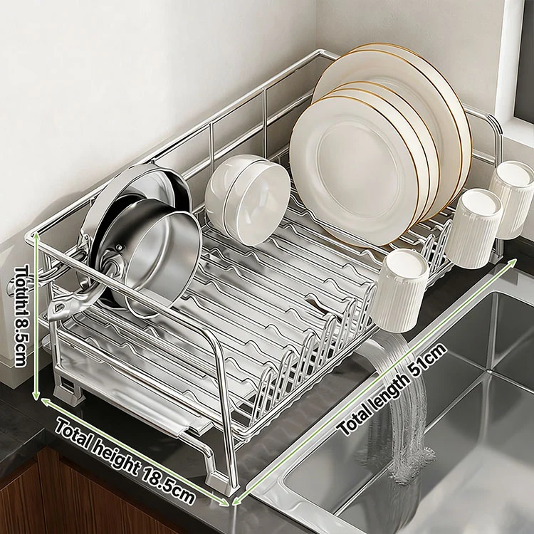 No Assembly Adjustable Stainless Steel Dish Rack