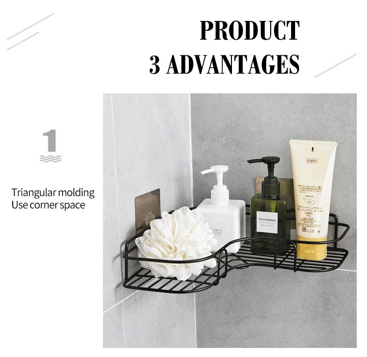 No Drilling Metal Bathroom Corner Shelf